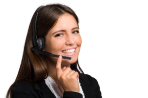 Woman working with an Answering Service on a headset