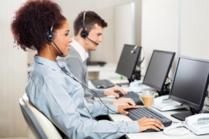 holiday dispatch service professionals on headsets